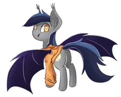 Size: 1292x1041 | Tagged: safe, artist:tilling-tan, derpibooru import, oc, oc:echo, unofficial characters only, bat pony, pony, clothes, hoodie, plot, simple background, solo, transparent background
