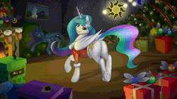 Size: 1280x720 | Tagged: suggestive, artist:eqamrd, derpibooru import, princess celestia, princess luna, queen chrysalis, smooze, alicorn, parasprite, pony, 60 fps, adorasexy, animated, bedroom eyes, both cutie marks, bouncing, celebration, christmas, christmas tree, clothes, cute, cutelestia, cutie mark, dancing, decoration, dock, drunk, drunk luna, drunklestia, featureless crotch, female, females only, fireplace, gif, glare, horn impalement, lidded eyes, looking at you, looking back, looking back at you, lunabetes, majestic as fuck, mare, missing accessory, party hard, pekaface, plot, praise the sun, present, prone, raised hoof, raised leg, royal sisters, screen shake, sexy, shaking, stomping, sunbutt, tree, underhoof, wall of tags, wavy mouth