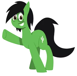 Size: 2216x2176 | Tagged: safe, artist:b-cacto, derpibooru import, oc, oc:cactus needles, unofficial characters only, earth pony, pony, 2017 community collab, derpibooru community collaboration, grin, looking at you, sidemouth, simple background, smiling, solo, transparent background