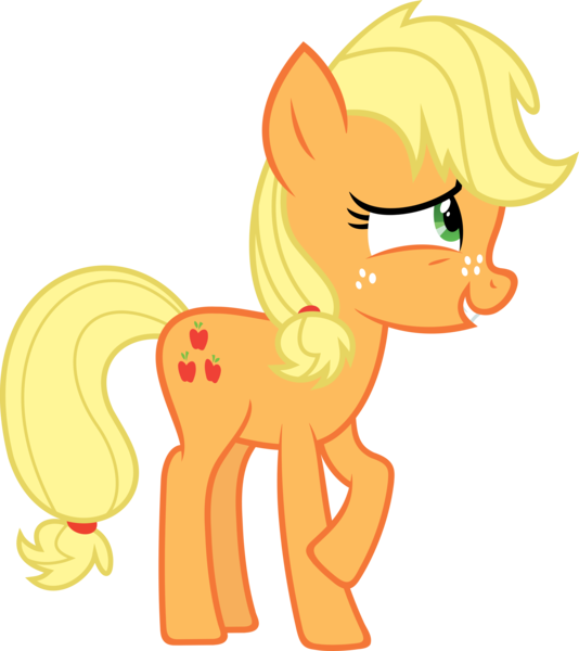 Size: 5335x6000 | Tagged: safe, artist:slb94, derpibooru import, applejack, earth pony, pony, where the apple lies, absurd resolution, freckles, nervous, simple background, solo, teenage applejack, transparent background, vector, younger