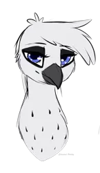 Size: 1346x2322 | Tagged: safe, artist:celestialoddity, derpibooru import, oc, oc:corbae runwin, unofficial characters only, gryphon, hybrid, bust, catbird, female, portrait, solo