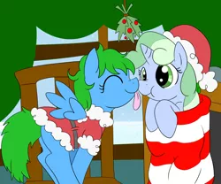 Size: 2000x1667 | Tagged: artist:dudey64, christmas, derpibooru import, oc, oc:box-filly, oc:sweetwater, safe, scrunchy face, unofficial characters only