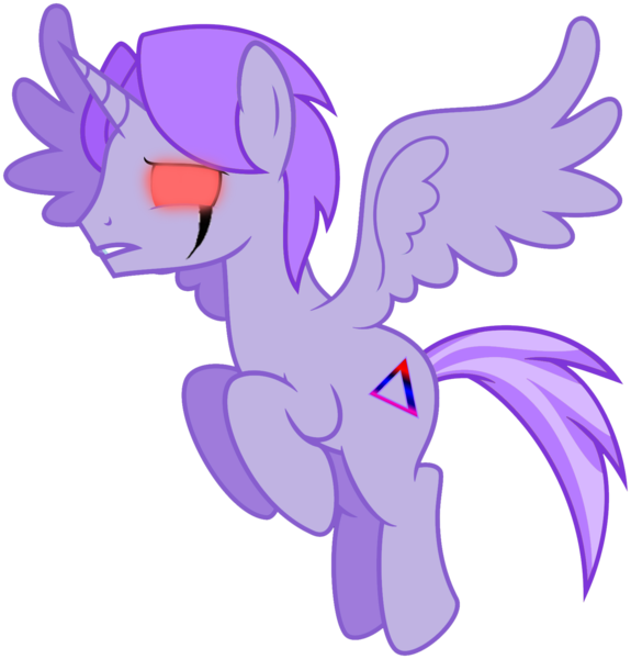 Size: 1600x1671 | Tagged: safe, derpibooru import, oc, oc:delta brony, unofficial characters only, alicorn, pony, alicorn oc, corrupted, glowing eyes, implied demigra, male, red eyes, simple background, solo, stallion, transparent background