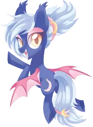Size: 4901x6690 | Tagged: safe, artist:sorasku, derpibooru import, oc, oc:moon sugar, unofficial characters only, bat pony, pony, absurd resolution, cute little fangs, eyeshadow, fangs, flying, looking at you, makeup, simple background, solo, transparent background, underhoof