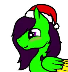 Size: 1024x1091 | Tagged: safe, artist:anxiouslilnerd, derpibooru import, oc, oc:camoflage cat, unofficial characters only, pegasus, pony, christmas, female, hat, mare, neon, santa hat, simple background, solo, transparent background