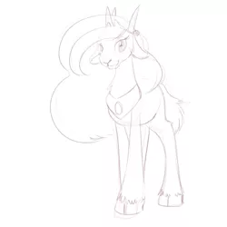 Size: 700x700 | Tagged: artist:goat train, derpibooru import, goat, goatified, goatlestia, monochrome, princess celestia, safe, simple background, sketch, solo, species swap, white background