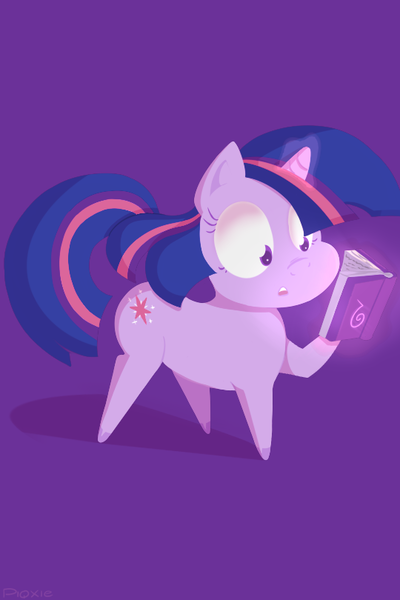 Size: 540x810 | Tagged: artist:kinkyspree, book, chibi, derpibooru import, magic, pointy ponies, safe, solo, twilight sparkle