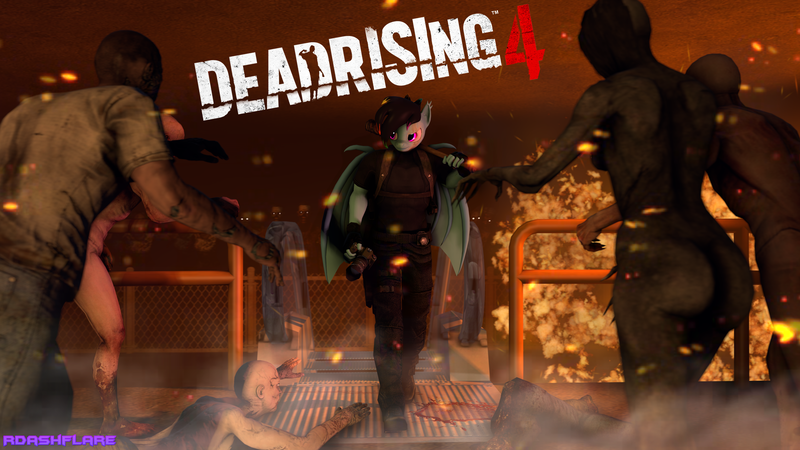 Size: 3840x2160 | Tagged: 3d, anthro, artist:rdash, blood, dead rising 4, derpibooru import, fire, frank west, oc, oc:rdash, poster, questionable, source filmmaker, unofficial characters only, zombie