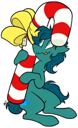 Size: 490x800 | Tagged: safe, artist:egophiliac, derpibooru import, oc, oc:poison trail, unofficial characters only, earth pony, pony, candy, candy cane, cute, food, licking, licking lips, simple background, solo, this will end in diabetes, tongue out, transparent background