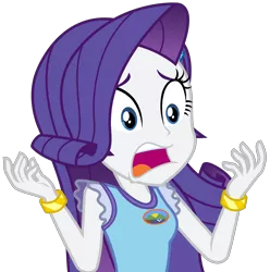 Size: 3419x3441 | Tagged: safe, artist:sketchmcreations, derpibooru import, rarity, equestria girls, legend of everfree, bracelet, camp everfree logo, camp everfree outfits, female, jewelry, marshmelodrama, open mouth, shocked, simple background, solo, transparent background, vector