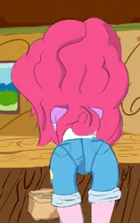 Size: 3000x4767 | Tagged: suggestive, artist:estavin, derpibooru import, pinkie pie, equestria girls, legend of everfree, absurd resolution, ass, balloonbutt, bent over, clothes, female, jeans, pants, panty line, solo, solo female, tight clothing