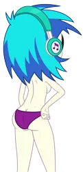 Size: 1500x3100 | Tagged: suggestive, artist:sketchmcreations, derpibooru import, edit, vinyl scratch, equestria girls, ass, breasts, butt, buttcrack, clothes, female, headphones, implied nudity, nude edit, nudity, panties, partial nudity, partial nudity edit, show accurate, sideboob, simple background, solo, solo female, topless, transparent background, underwear, underwear edit, vector