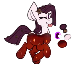 Size: 1024x931 | Tagged: safe, artist:crownedspade, derpibooru import, oc, oc:mulled wine, unofficial characters only, food pony, original species, alcohol, female, food, mare, one eye closed, reference sheet, simple background, solo, tongue out, transparent background, wine, wink