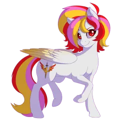 Size: 2000x2000 | Tagged: safe, artist:souladdicted, derpibooru import, oc, oc:pepper doll, unofficial characters only, pegasus, pony, 2017 community collab, derpibooru community collaboration, colored wings, colored wingtips, female, looking at you, mare, multicolored hair, red eyes, simple background, smiling, solo, transparent background