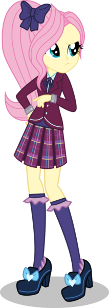 Size: 2660x7500 | Tagged: safe, artist:limedazzle, derpibooru import, fluttershy, equestria girls, friendship games, absurd resolution, alternate universe, clothes, crystal prep academy, crystal prep academy uniform, crystal prep shadowbolts, high heels, pleated skirt, ponytail, school uniform, shoes, simple background, skirt, socks, solo, transparent background, vector