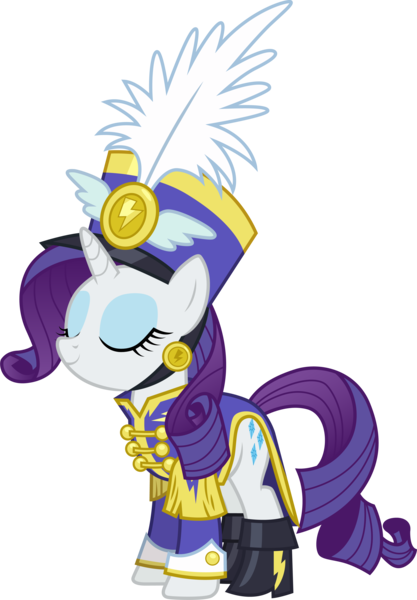 Size: 3001x4321 | Tagged: safe, artist:cloudyglow, derpibooru import, rarity, pony, unicorn, testing testing 1-2-3, .ai available, absurd resolution, ancient wonderbolts uniform, boots, clothes, eyes closed, female, hat, mare, sgt. rarity, shako, shoes, simple background, smiling, solo, transparent background, uniform, vector