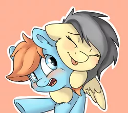 Size: 3400x3000 | Tagged: safe, artist:dbleki, derpibooru import, oc, oc:wolfix, unofficial characters only, blushing, chest fluff, eyes closed, floppy ears, fluffy, hug, tongue out