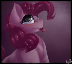 Size: 905x800 | Tagged: safe, artist:kitkatumbreon, derpibooru import, pinkie pie, blushing, bust, portrait, solo, tongue out