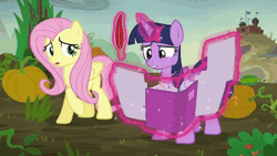 Size: 480x270 | Tagged: safe, artist:wissle, derpibooru import, edit, edited screencap, screencap, fluttershy, hilly hooffield, ma hooffield, princess luna, twilight sparkle, twilight sparkle (alicorn), alicorn, earth pony, pegasus, pony, the hooffields and mccolts, animated, book, female, gif, hooffield family, levitation, magic, mare, outhouse, parody, scene parody, slingshot, sound at source, telekinesis, when you see it, youtube link