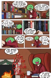 Size: 1984x3035 | Tagged: artist:shoutingisfun, book, brain in a jar, christmas tree, comic, comic:the little match filly, cup, derpibooru import, evil con carne, fireplace, hector con carne, hellraiser, lament configuration, lolita (novel), oc, oc:anon, scary stories to tell in the dark, structure and interpretation of computer programs, suggestive, the little match girl, tree, unofficial characters only, vulgar
