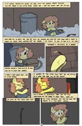 Size: 1984x3035 | Tagged: artist:shoutingisfun, comic, comic:the little match filly, derpibooru import, female, filly, fireplace, implied abuse, match, oc, sad, safe, snow, the little match girl, trash can, unofficial characters only