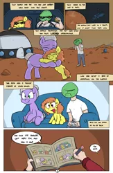 Size: 1984x3035 | Tagged: safe, artist:shoutingisfun, derpibooru import, oc, oc:anon, unofficial characters only, earth pony, pony, comic:the little match filly, book, burger, car, comic, couch, dreamcast, female, filly, food, good end, hamburger, mars, pencil, sunglasses, the little match girl, video game, wat