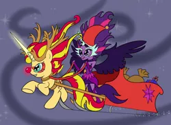 Size: 3508x2550 | Tagged: safe, artist:cybersquirrel, derpibooru import, sci-twi, sunset shimmer, twilight sparkle, ponified, pony, equestria girls, christmas, cute, daydream shimmer, equestria girls ponified, flying, midnight sparkle, midnightabetes, night, night sky, red nosed reindeer, sleigh