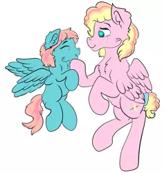 Size: 1024x1081 | Tagged: safe, artist:bewarethemusicman, derpibooru import, oc, oc:cupid, oc:dragonfly, unofficial characters only, pegasus, pony, magical lesbian spawn, offspring, parent:pinkie pie, parent:rainbow dash, parents:pinkiedash, simple background, white background