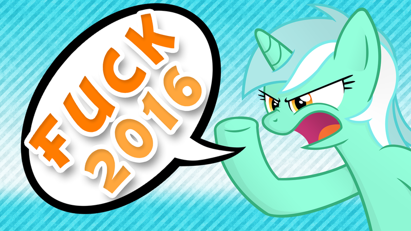 Size: 1920x1080 | Tagged: 2016, angry, artist:marusame, derpibooru import, fuck, glare, lyra heartstrings, meme, mouthpiece, nose wrinkle, obligatory pony, open mouth, safe, solo, speech bubble, text, vulgar, wallpaper, yelling