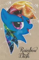 Size: 1024x1556 | Tagged: artist:1049286, bust, derpibooru import, galaxy mane, portrait, rainbow dash, safe, solo, watermark