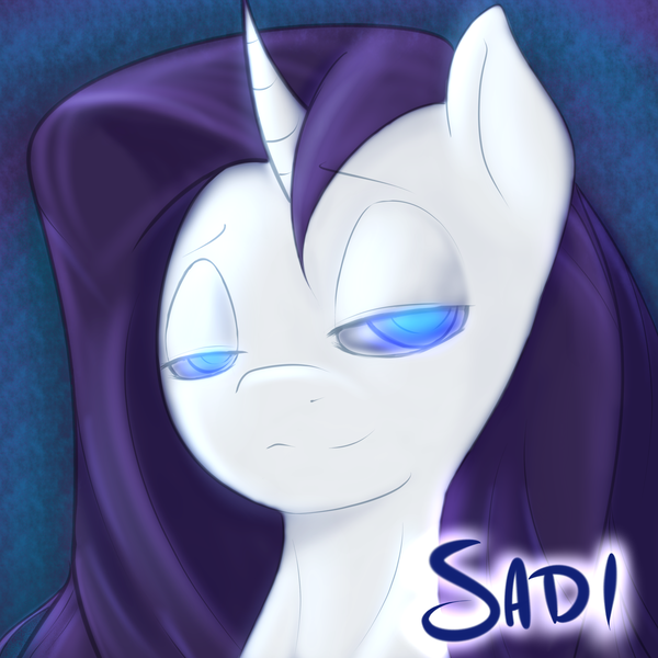 Size: 3000x3000 | Tagged: safe, artist:larkdraws, derpibooru import, oc, oc:sadi, unofficial characters only, pony, unicorn, bust, not rarity, portrait, simple background, solo