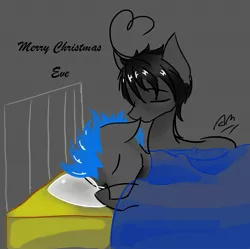 Size: 2550x2537 | Tagged: safe, artist:adetuddymax, derpibooru import, oc, oc:adetuddymax, oc:scorprion carl, unofficial characters only, earth pony, pony, christmas, kissing, male, merry christmas, oc x oc, shipping, sleeping