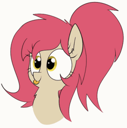 Size: 496x499 | Tagged: safe, artist:wafflecakes, derpibooru import, oc, oc:lacy, unofficial characters only, earth pony, pony, animated, female, fluffle puffing, gif, mare, ponytail, simple background, solo, tongue out, white background