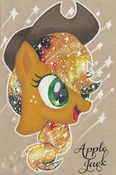 Size: 1024x1542 | Tagged: applejack, artist:1049286, bust, derpibooru import, galaxy mane, portrait, safe, solo, watermark