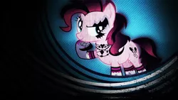 Size: 3840x2160 | Tagged: safe, artist:theshadowstone, derpibooru import, edit, editor:keischa-assili, pinkie pie, earth pony, pony, female, gothic, gothic pinkie, mare, solo, vector, wallpaper