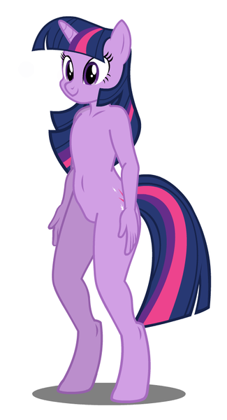 Size: 515x951 | Tagged: anthro, artist:flash equestria photography, barbie doll anatomy, derpibooru import, featureless crotch, questionable, show accurate anthro, simple background, solo, twilight sparkle, unguligrade anthro, white background