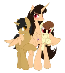 Size: 2222x2500 | Tagged: safe, artist:miniferu, derpibooru import, oc, oc:handy hoofs, oc:shiny smiley, oc:spring beauty, unofficial characters only, alicorn, pegasus, pony, unicorn, 2017 community collab, derpibooru community collaboration, alicorn oc, baby, baby pony, family, female, filly, married, married couple, offspring, parent:oc:handy hoofs, parent:oc:spring beauty, parents:oc x oc, parents:springhoofs, simple background, springhoofs, transparent background