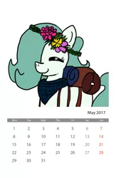 Size: 1600x2450 | Tagged: safe, artist:ficficponyfic, color edit, derpibooru import, edit, edited edit, oc, oc:emerald jewel, unofficial characters only, earth pony, pony, colt quest, bag, bandana, calendar, color, colored, colt, crown, cute, excited, eyes closed, flower, flower in hair, foal, hair over one eye, happy, hnnng, jewelry, male, photofunia, regalia, smiling, solo, text, trap