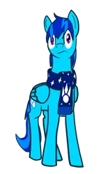 Size: 1109x1917 | Tagged: safe, artist:whitewolf2010, derpibooru import, oc, oc:comet storm, unofficial characters only, pegasus, pony, 2017 community collab, derpibooru community collaboration, :/, clothes, looking at you, male, paint tool sai, scarf, simple background, solo, stallion, transparent background