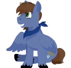 Size: 483x464 | Tagged: safe, artist:naveahadelaine, derpibooru import, oc, oc:pat thundersnow, unofficial characters only, pegasus, pony, 2017 community collab, derpibooru community collaboration, cute, cutie mark, neckerchief, simple background, solo, transparent background