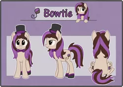 Size: 2820x1994 | Tagged: safe, artist:thebowtieone, derpibooru import, oc, oc:bowtie, unofficial characters only, earth pony, pony, bowtie, female, hat, mare, reference sheet, solo, top hat