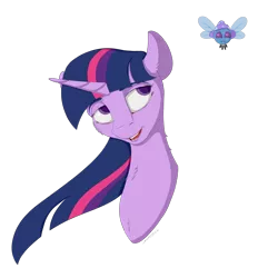 Size: 2500x2500 | Tagged: safe, artist:skitsniga, derpibooru import, trixie, twilight sparkle, parasprite, bust, clothes, duo, hat, paraspritized, portrait, simple background, species swap, transparent background, trixie's hat