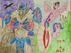 Size: 1024x768 | Tagged: safe, derpibooru import, starlight glimmer, twilight sparkle, twilight sparkle (alicorn), alicorn, pony, dragonstorm, nemesis prime, optimus prime, transformers, transformers 5, transformers the last knight