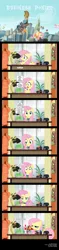 Size: 1470x6180 | Tagged: safe, artist:derpyfanboy, derpibooru import, fluttershy, ritzy doo, tree hugger, winter wisp, pegasus, pony, absurd resolution, alcohol, business ponies, clothes, comic, i need a freaking drink, lamp, manehattan, misspelling, mouth hold, office, painting, telephone, whiskey