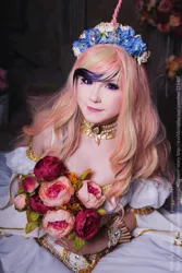 Size: 1440x2160 | Tagged: artist:le-atlass, bouquet, clothes, cosplay, costume, derpibooru import, dress, floral head wreath, flower, human, irl, irl human, looking at you, photo, princess cadance, safe, solo