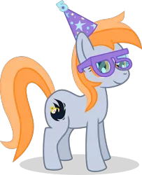 Size: 1462x1800 | Tagged: safe, artist:phat_guy, derpibooru import, oc, oc:darkest hour, unofficial characters only, earth pony, pony, 2017 community collab, derpibooru community collaboration, 05, 5, cutie mark, female, glasses, hat, looking at you, mare, party hat, shadow, simple background, smiling, solo, standing, transparent background, vector