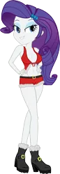 Size: 1014x2955 | Tagged: suggestive, artist:dirty mike, derpibooru import, rarity, equestria girls, belly button, boots, breasts, busty rarity, clothes, costume, female, lingerie edit, midriff, santa costume, show accurate, simple background, solo, solo female, transparent background, vector
