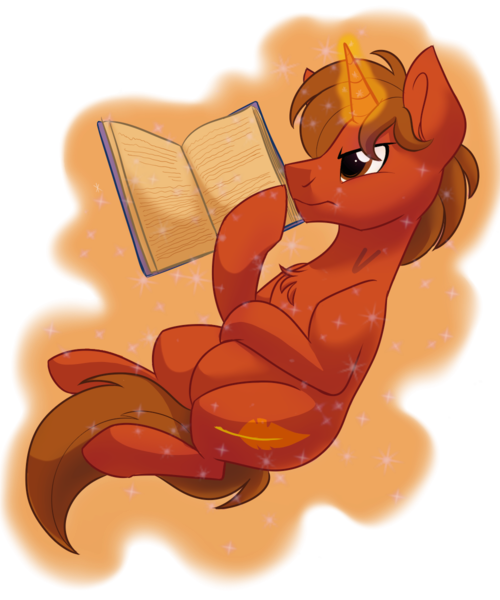 Size: 1000x1200 | Tagged: safe, artist:itstaylor-made, derpibooru import, oc, oc:crimson rune, unofficial characters only, pony, unicorn, book, levitation, magic, male, reading, solo, stallion, telekinesis