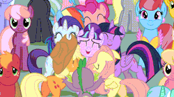 Size: 720x404 | Tagged: safe, artist:wissle, derpibooru import, edit, edited screencap, screencap, aloe, amethyst star, apple bloom, applejack, berry punch, berryshine, big macintosh, bon bon, bulk biceps, carrot cake, carrot top, cheerilee, cherry berry, cloudchaser, cup cake, daisy, diamond tiara, doctor whooves, flitter, flower wishes, fluttershy, golden harvest, granny smith, lemon hearts, lily, lily valley, linky, lotus blossom, lyra heartstrings, mayor mare, octavia melody, pinkie pie, pipsqueak, pokey pierce, pound cake, pumpkin cake, rainbow dash, rarity, roseluck, scootaloo, sea swirl, seafoam, shoeshine, silver spoon, snails, snips, spike, spring melody, sprinkle medley, starlight glimmer, sunshower raindrops, sweetie belle, sweetie drops, thunderlane, time turner, twilight sparkle, twilight sparkle (alicorn), twist, vinyl scratch, alicorn, dragon, earth pony, pegasus, pony, unicorn, the cutie re-mark, animated, bad end, colt, cutie mark crusaders, equal cutie mark, everypony, everypony at s5's finale, evil starlight, female, filly, flower trio, gif, grin, happy, happy ending override, hug, looking at you, magic, male, mane seven, mane six, mare, parody, s5 starlight, scene parody, smiling, sound at source, spa twins, stallion, this will end in communism, wall of tags, youtube link