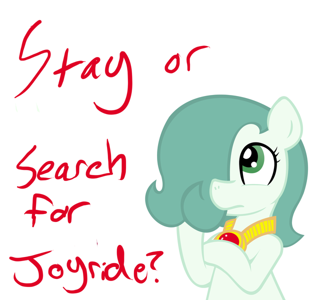 Size: 1500x1406 | Tagged: safe, artist:ficficponyfic, derpibooru import, edit, oc, oc:emerald jewel, unofficial characters only, earth pony, pony, colt quest, amulet, child, color, colored, colt, cyoa, femboy, foal, hair over one eye, male, question mark, simple background, solo, story included, thinking, vector, white background